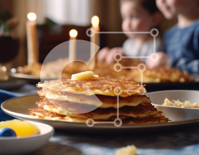 Σετ των 2 Intra Συλλεκτικό Ξύλινο Παζλ Plywood  4mm - Στοίβα από τηγανίτες με κεριά και παιδιά Σε Ξύλινο Κουτί - Διαστάσεις: 10x10 cm – 25 κομμάτια