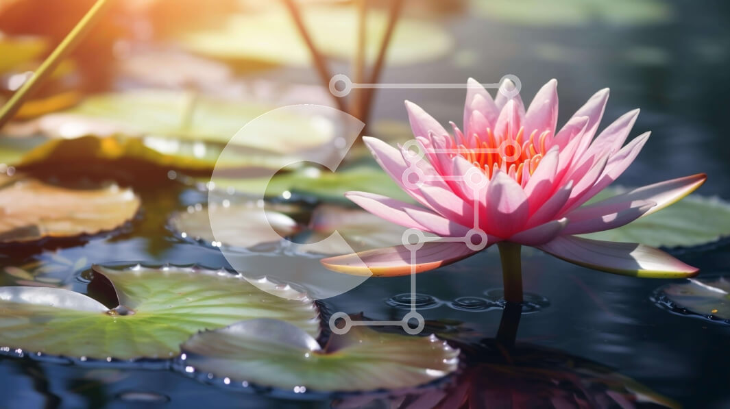 Intra Συλλεκτικό Ξύλινο Παζλ Plywood  4mm - Ροζ νούφαρο στη σμαραγδένια-πράσινη λίμνη Σε Ξύλινο Κουτί - Διαστάσεις: 10x10 cm – 25 κομμάτια