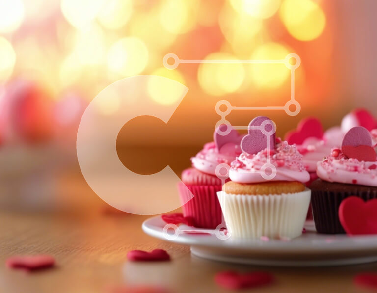 Σετ των 2 Intra Συλλεκτικό Ξύλινο Παζλ Plywood  4mm - Ρομαντικά Cupcakes με Κόκκινο και Ροζ Frosting Σε Ξύλινο Κουτί - Διαστάσεις: 10x10 cm – 25 κομμάτια