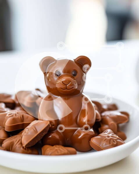 Σετ των 2 Intra Συλλεκτικό Ξύλινο Παζλ Plywood  4mm - Σοκολατένιο αρκουδάκι σε λευκό πιάτο με φλιτζάνι Σε Ξύλινο Κουτί - Διαστάσεις: 10x10 cm – 25 κομμάτια