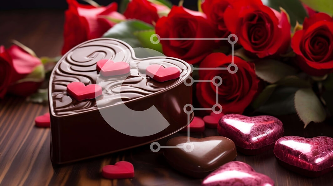 Intra Συλλεκτικό Ξύλινο Παζλ Plywood  4mm - Κουτί σοκολάτας και τριαντάφυλλα για την ημέρα του Αγίου Βαλεντίνου Σε Ξύλινο Κουτί - Διαστάσεις: 10x10 cm – 25 κομμάτια