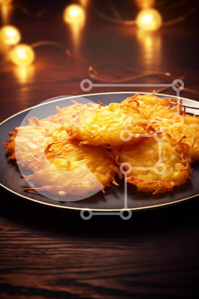 Σετ των 2 Intra Συλλεκτικό Ξύλινο Παζλ Plywood  4mm - Golden Fritters σε ένα μαύρο πιάτο Σε Ξύλινο Κουτί - Διαστάσεις: 10x10 cm – 25 κομμάτια