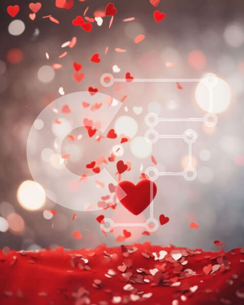 Intra Συλλεκτικό Ξύλινο Παζλ Plywood  4mm - Ρομαντική κόκκινη καρδιά με κομφετί που πέφτουν Σε Ξύλινο Κουτί - Διαστάσεις Puzzle: 10x10 cm – 25 κομμάτια