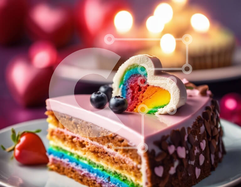 Σετ των 2 Intra Συλλεκτικό Ξύλινο Παζλ Plywood  4mm - Κέικ στο χρώμα του ουράνιου τόξου με μούρα και αναμμένο κερί Σε Ξύλινο Κουτί - Διαστάσεις: 10x10 cm – 25 κομμάτια