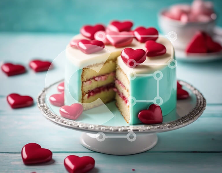 Σετ των 2 Intra Συλλεκτικό Ξύλινο Παζλ Plywood  4mm - Κέικ σε σχήμα καρδιάς με φέτα και καραμέλες που λείπουν Σε Ξύλινο Κουτί - Διαστάσεις: 10x10 cm – 25 κομμάτια