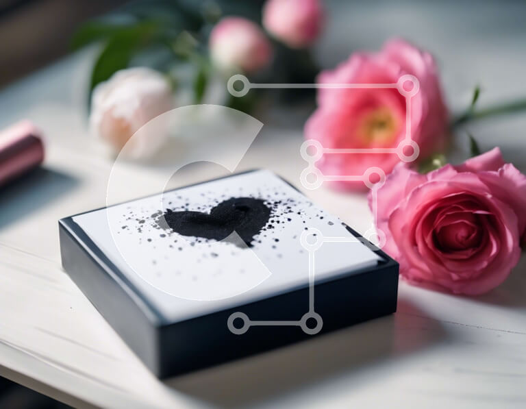 Intra Συλλεκτικό Ξύλινο Παζλ Plywood  4mm - Κουτί σε σχήμα καρδιάς με τριαντάφυλλα και κραγιόν στο τραπέζι Σε Ξύλινο Κουτί - Διαστάσεις Puzzle: 10x10 cm – 25 κομμάτια