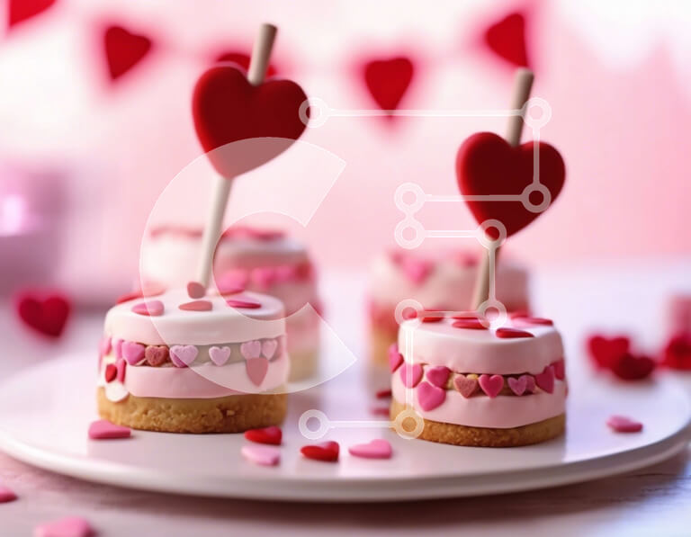 Σετ των 2 Intra Συλλεκτικό Ξύλινο Παζλ Plywood  4mm - Πιάτο με επιδόρπια σε σχήμα καρδιάς για την ημέρα του Αγίου Βαλεντίνου Σε Ξύλινο Κουτί - Διαστάσεις: 10x10 cm – 25 κομμάτια