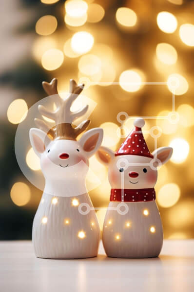 Intra Συλλεκτικό Ξύλινο Παζλ Plywood  4mm - Κεραμικά ειδώλια ταράνδων που γιορτάζουν την περίοδο των διακοπών Σε Ξύλινο Κουτί - Διαστάσεις: 10x10 cm – 25 κομμάτια