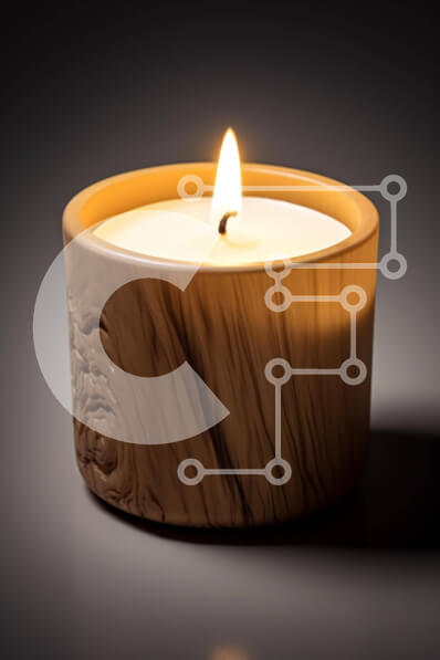 Intra Συλλεκτικό Ξύλινο Παζλ Plywood  4mm - Κομψό αναμμένο κερί σε ξύλινο δοχείο σε σκούρο φόντο Σε Ξύλινο Κουτί - Διαστάσεις Puzzle: 10x10 cm – 25 κομμάτια