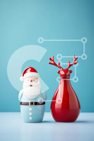 Intra Συλλεκτικό Ξύλινο Παζλ Plywood  4mm - Κεραμικά ειδώλια Άγιου Βασίλη σε μπλε φόντο Σε Ξύλινο Κουτί - Διαστάσεις: 10x10 cm – 25 κομμάτια