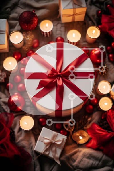 Intra Συλλεκτικό Ξύλινο Παζλ Plywood  4mm - Εορταστικό κουτί δώρου με κεριά και στολίδια Σε Ξύλινο Κουτί - Διαστάσεις: 10x10 cm – 25 κομμάτια