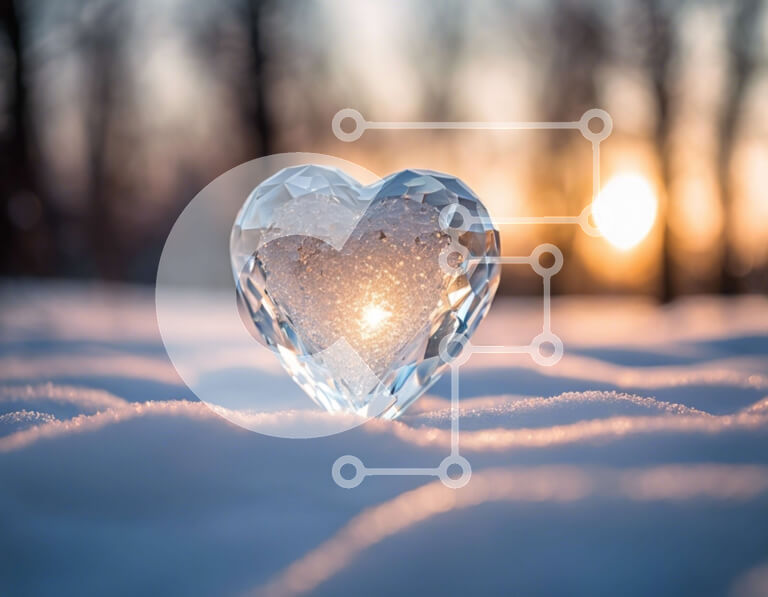 Intra Συλλεκτικό Ξύλινο Παζλ Plywood  4mm - Γυάλινο αντικείμενο σε σχήμα καρδιάς στο χιόνι Σε Ξύλινο Κουτί - Διαστάσεις: 10x10 cm – 25 κομμάτια