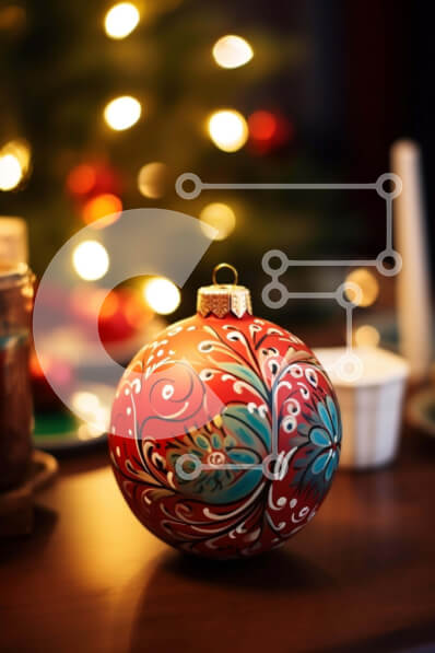 Intra Συλλεκτικό Ξύλινο Παζλ Plywood  4mm - Διακοσμημένο χριστουγεννιάτικο στολίδι σε τραπέζι με γιορτινά φώτα Σε Ξύλινο Κουτί - Διαστάσεις: 10x10 cm – 25 κομμάτια