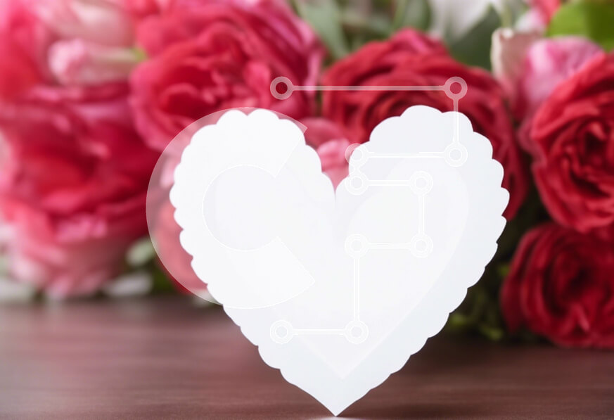 Intra Συλλεκτικό Ξύλινο Παζλ Plywood  4mm - Λευκό χάρτινο κόψιμο σε σχήμα καρδιάς με κόκκινα τριαντάφυλλα Σε Ξύλινο Κουτί - Διαστάσεις Puzzle: 10x10 cm – 25 κομμάτια