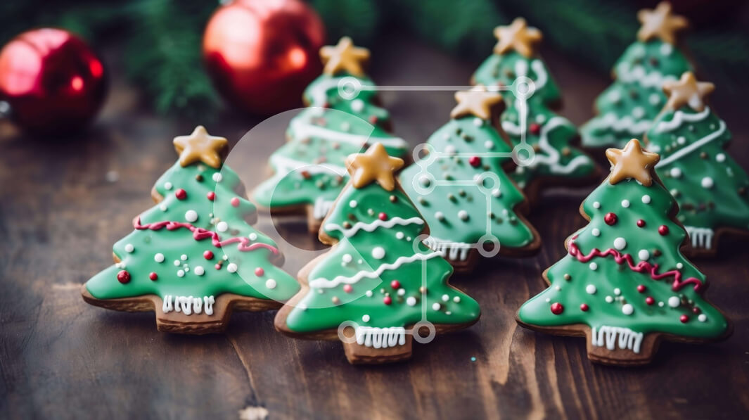 Intra Συλλεκτικό Ξύλινο Παζλ Plywood  4mm - Μπισκότα Χριστουγεννιάτικου Δέντρου σε ένα ξύλινο τραπέζι Σε Ξύλινο Κουτί - Διαστάσεις: 10x10 cm – 25 κομμάτια