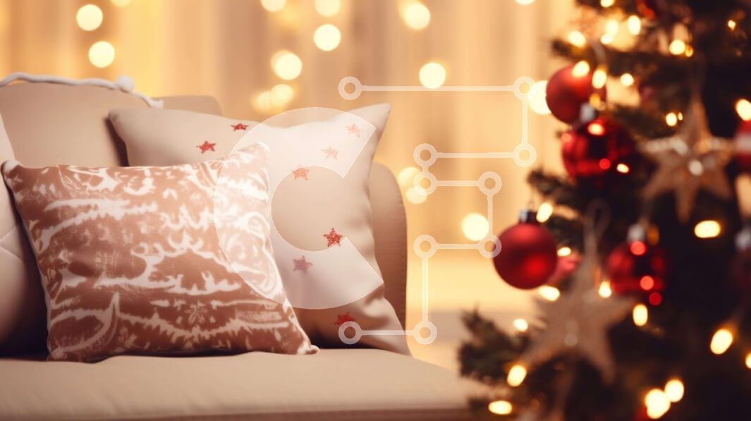 Intra Συλλεκτικό Ξύλινο Παζλ Plywood  4mm - Εορταστικό σαλόνι με χριστουγεννιάτικα στολίδια Σε Ξύλινο Κουτί - Διαστάσεις Puzzle: 10x10 cm – 25 κομμάτια