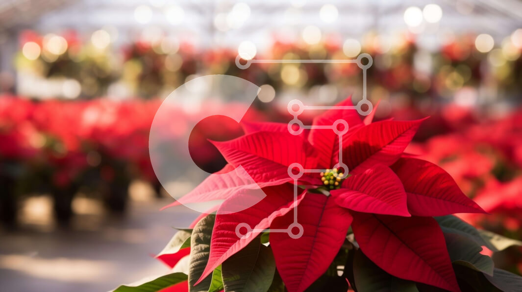 Intra Συλλεκτικό Ξύλινο Παζλ Plywood  4mm - Κόκκινο φυτό Poinsettia στο θερμοκήπιο Σε Ξύλινο Κουτί - Διαστάσεις: 10x10 cm – 25 κομμάτια