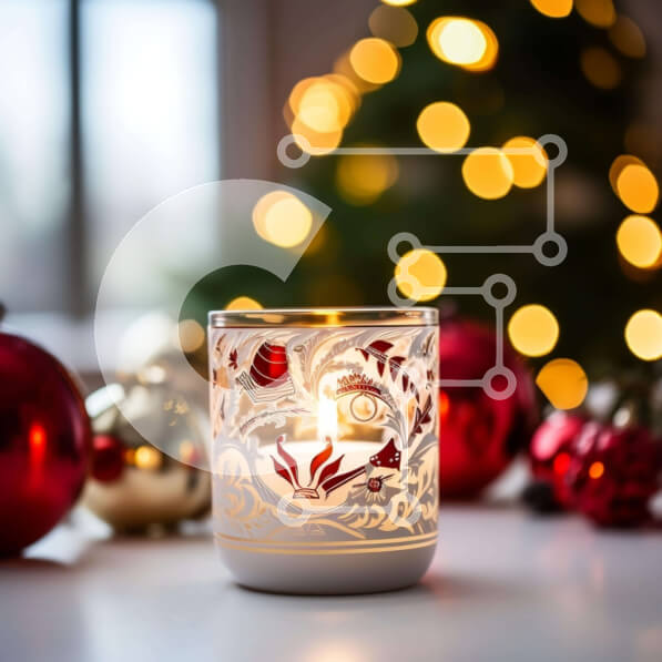 Intra Συλλεκτικό Ξύλινο Παζλ Plywood  4mm - Χριστουγεννιάτικο κερί με στολίδια Σε Ξύλινο Κουτί - Διαστάσεις: 10x10 cm – 25 κομμάτια