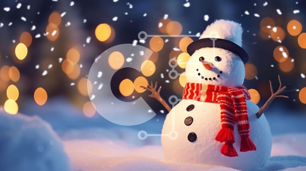 Intra Συλλεκτικό Ξύλινο Παζλ Plywood  4mm - Χιονάνθρωπος με φώτα στο χιόνι Σε Ξύλινο Κουτί - Διαστάσεις Puzzle: 10x10 cm – 25 κομμάτια