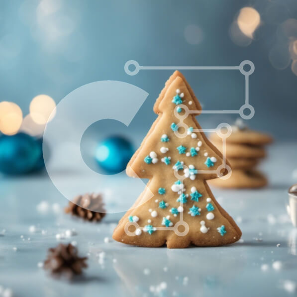 Σετ των 2 Intra Συλλεκτικό Ξύλινο Παζλ Plywood  4mm - Μπισκότο με μελόψωμο δέντρο με μπλε και λευκά πασπαλίσματα Σε Ξύλινο Κουτί - Διαστάσεις: 10x10 cm – 25 κομμάτια