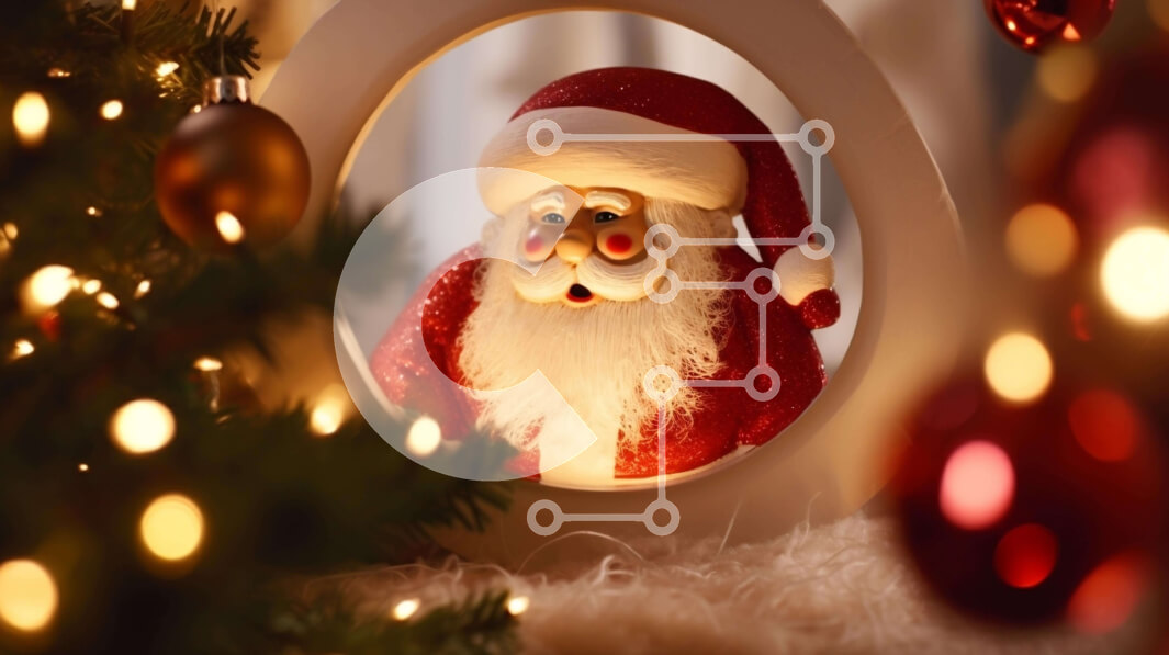 Intra Συλλεκτικό Ξύλινο Παζλ Plywood  4mm - Ειδώλιο Άγιου Βασίλη στο διακοσμημένο χριστουγεννιάτικο δέντρο Σε Ξύλινο Κουτί - Διαστάσεις: 10x10 cm – 25 κομμάτια