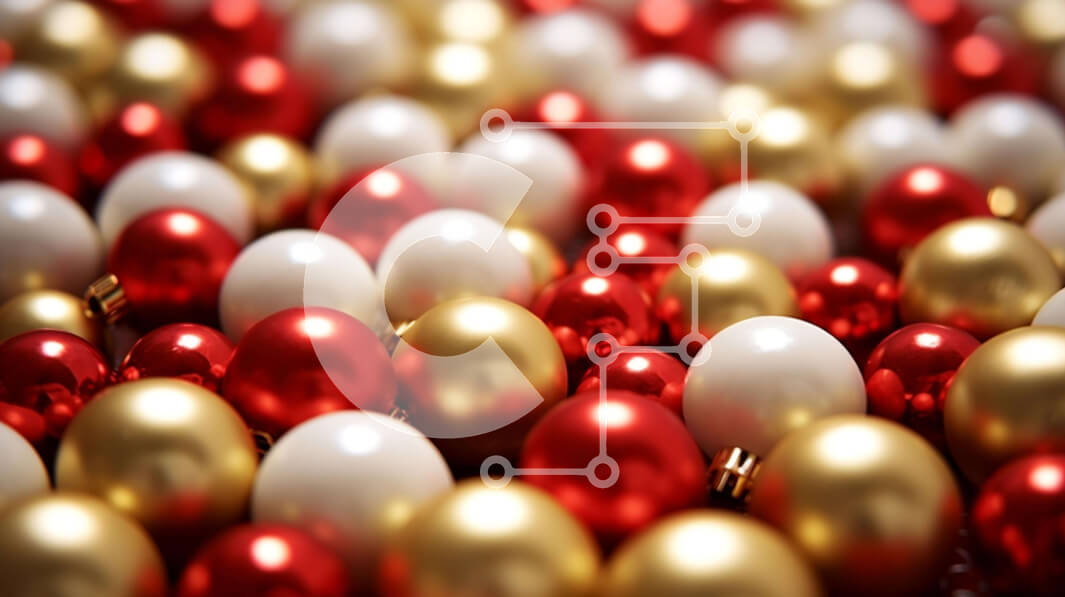 Intra Συλλεκτικό Ξύλινο Παζλ Plywood  4mm - Ομάδα διακοσμητικών κόκκινων, λευκών και χρυσών σφαιρών για εορταστική διακόσμηση Σε Ξύλινο Κουτί - Διαστάσεις: 10x10 cm – 25 κομμάτια