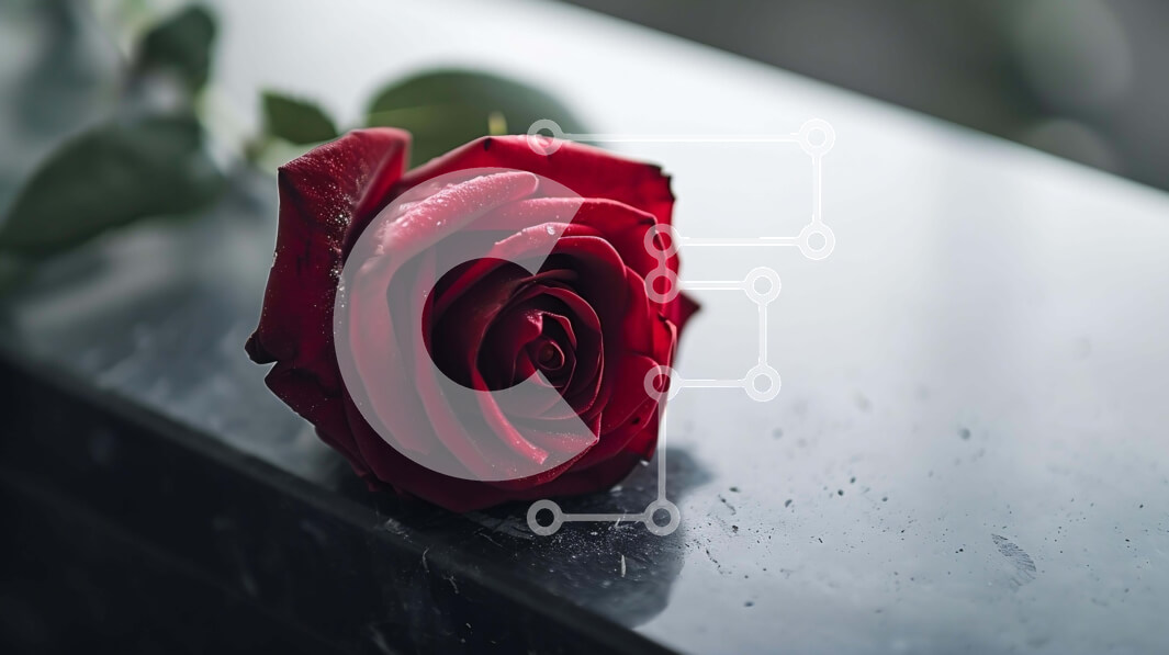 Intra Συλλεκτικό Ξύλινο Παζλ Plywood  4mm - Μονό κόκκινο τριαντάφυλλο σε μαρμάρινο τραπέζι Σε Ξύλινο Κουτί - Διαστάσεις Puzzle: 10x10 cm – 25 κομμάτια