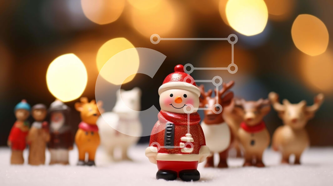 Intra Συλλεκτικό Ξύλινο Παζλ Plywood  4mm - Ομάδα εορταστικών εορταστικών ειδωλίων με φώτα Σε Ξύλινο Κουτί - Διαστάσεις: 10x10 cm – 25 κομμάτια