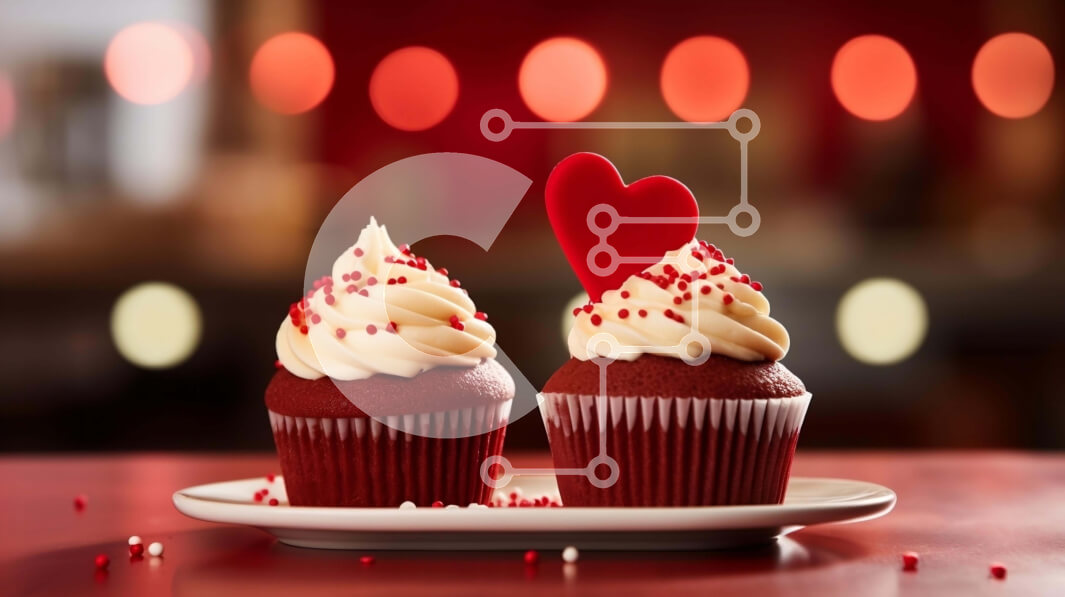 Σετ των 2 Intra Συλλεκτικό Ξύλινο Παζλ Plywood  4mm - Red Velvet Cupcakes με καρδιές Σε Ξύλινο Κουτί - Διαστάσεις: 10x10 cm – 25 κομμάτια