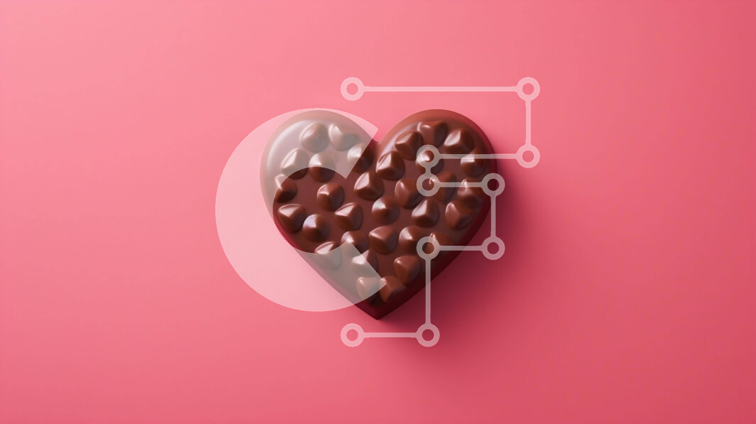 Intra Συλλεκτικό Ξύλινο Παζλ Plywood  4mm - Μπάρα σοκολάτας σε σχήμα καρδιάς σε ροζ φόντο Σε Ξύλινο Κουτί - Διαστάσεις Puzzle: 10x10 cm – 25 κομμάτια