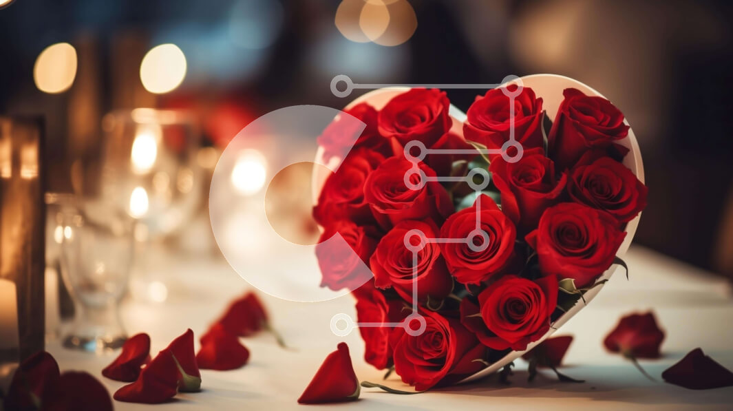 Intra Συλλεκτικό Ξύλινο Παζλ Plywood  4mm - Ρομαντικά κόκκινα τριαντάφυλλα και φως κεριών Σε Ξύλινο Κουτί - Διαστάσεις Puzzle: 10x10 cm – 25 κομμάτια