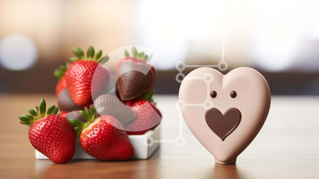 Σετ των 2 Intra Συλλεκτικό Ξύλινο Παζλ Plywood  4mm - Καραμέλα σοκολάτας σε σχήμα καρδιάς σε φράουλες Σε Ξύλινο Κουτί - Διαστάσεις: 10x10 cm – 25 κομμάτια