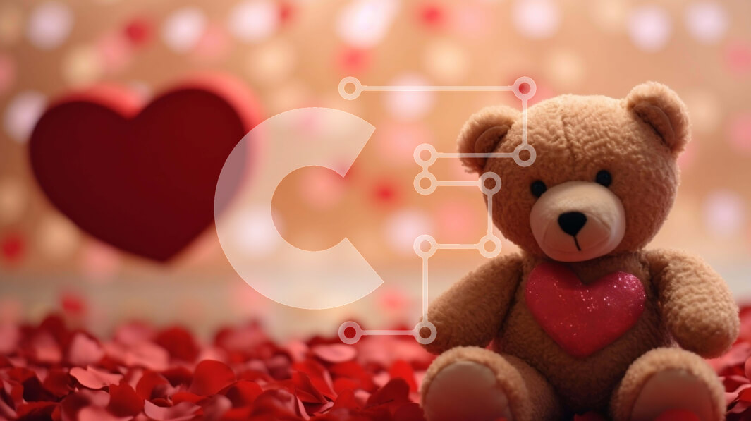 Intra Συλλεκτικό Ξύλινο Παζλ Plywood  4mm - Αρκουδάκι με κόκκινα ροδοπέταλα την ημέρα του Αγίου Βαλεντίνου Σε Ξύλινο Κουτί - Διαστάσεις: 10x10 cm – 25 κομμάτια