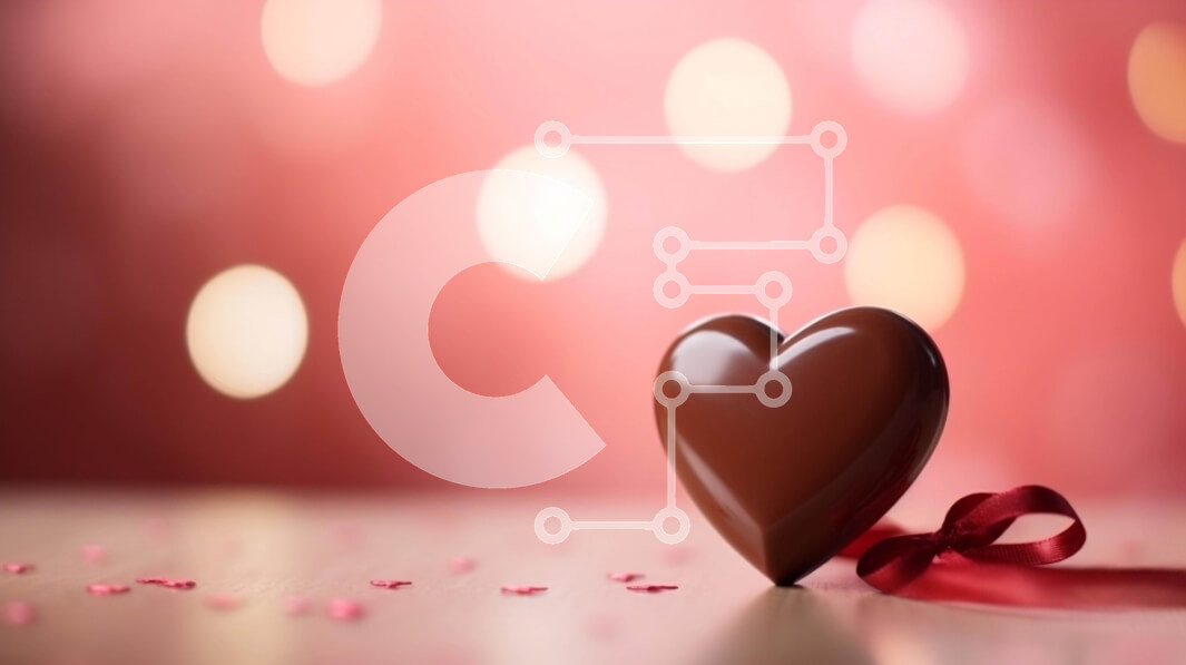 Intra Συλλεκτικό Ξύλινο Παζλ Plywood  4mm - Μπάρα σοκολάτας σε σχήμα καρδιάς σε κόκκινες κορδέλες και κομφετί Σε Ξύλινο Κουτί - Διαστάσεις Puzzle: 10x10 cm – 25 κομμάτια