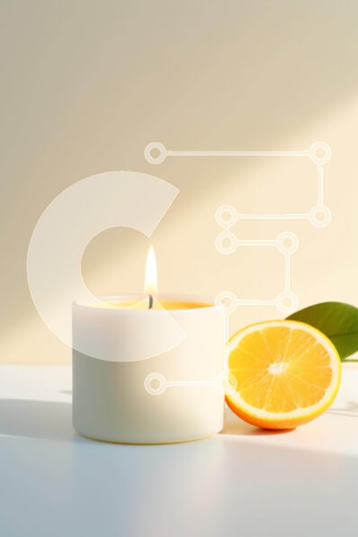 Σετ των 2 Intra Συλλεκτικό Ξύλινο Παζλ Plywood  4mm - Λευκό κερί, φέτα πορτοκαλιού και πράσινα φύλλα στο τραπέζι Σε Ξύλινο Κουτί - Διαστάσεις: 10x10 cm – 25 κομμάτια