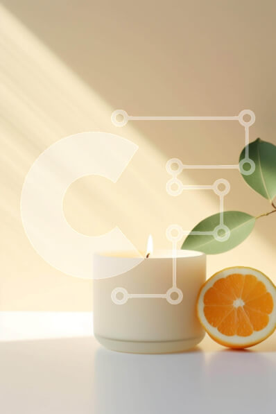 Σετ των 2 Intra Συλλεκτικό Ξύλινο Παζλ Plywood  4mm - Σύνθεση φυτών πορτοκαλιού, κεριού και ευκαλύπτου Σε Ξύλινο Κουτί - Διαστάσεις: 10x10 cm – 25 κομμάτια