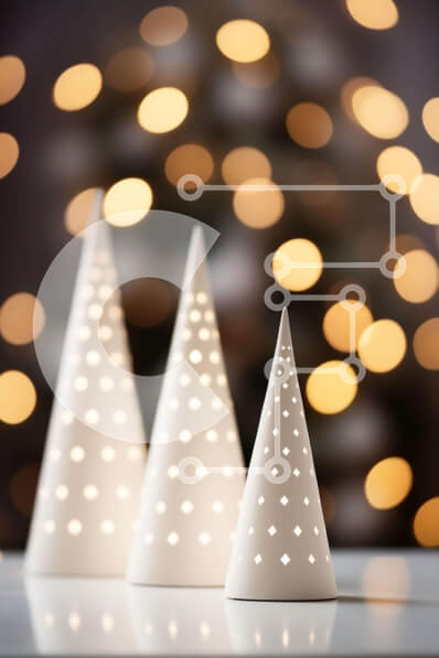 Intra Συλλεκτικό Ξύλινο Παζλ Plywood  4mm - Κεραμικά χριστουγεννιάτικα δέντρα με λαμπερό φόντο Σε Ξύλινο Κουτί - Διαστάσεις: 10x10 cm – 25 κομμάτια