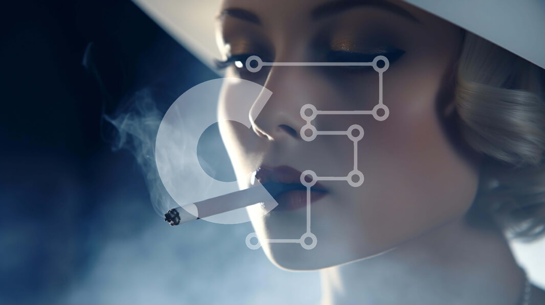 Intra Συλλεκτικό Ξύλινο Παζλ Plywood  4mm - Κομψή γυναίκα που καπνίζει τσιγάρο με λευκό καπέλο Σε Ξύλινο Κουτί - Διαστάσεις Puzzle: 10x10 cm – 25 κομμάτια