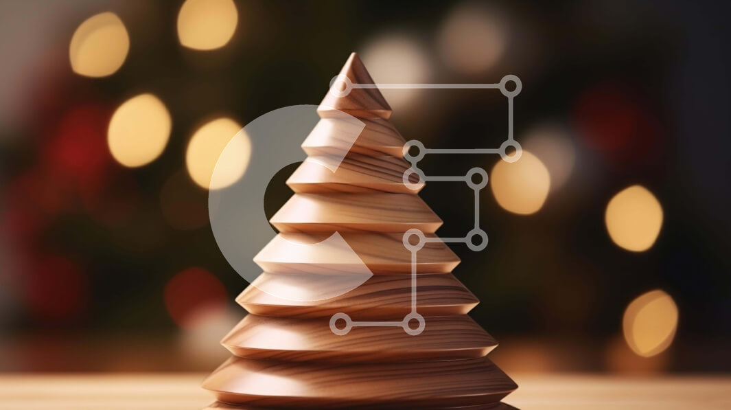 Intra Συλλεκτικό Ξύλινο Παζλ Plywood  4mm - Ξύλινο χριστουγεννιάτικο δέντρο με στολίδια και φωτάκια Σε Ξύλινο Κουτί - Διαστάσεις: 10x10 cm – 25 κομμάτια