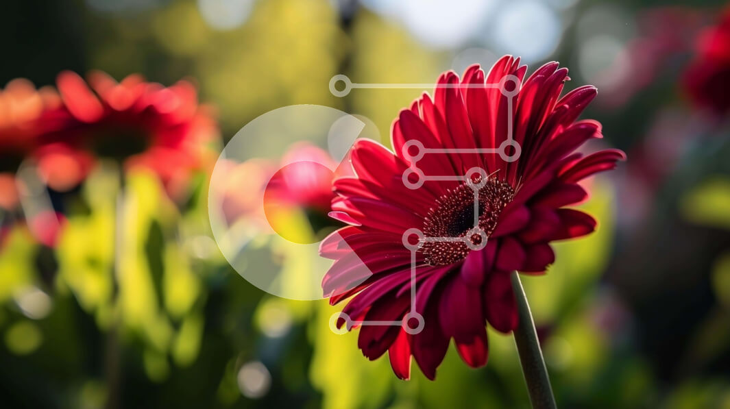 Intra Συλλεκτικό Ξύλινο Παζλ Plywood  4mm - Μονό κόκκινο λουλούδι ανάμεσα σε πολύχρωμα λουλούδια Σε Ξύλινο Κουτί - Διαστάσεις: 10x10 cm – 25 κομμάτια