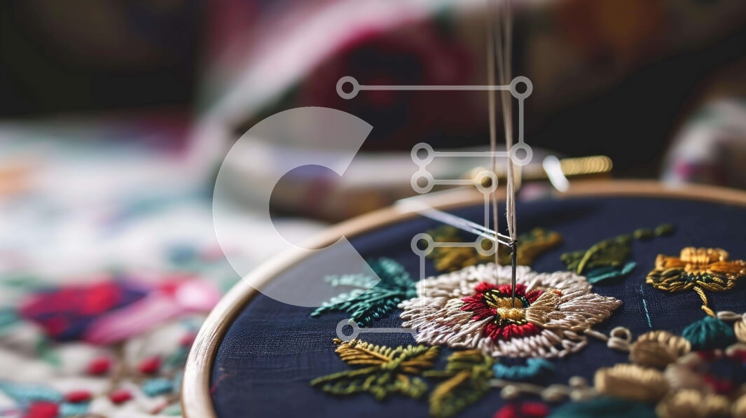 Intra Συλλεκτικό Ξύλινο Παζλ Plywood  4mm - Πολύχρωμο τσέρκι κεντήματος με κλωστές Σε Ξύλινο Κουτί - Διαστάσεις Puzzle: 10x10 cm – 25 κομμάτια