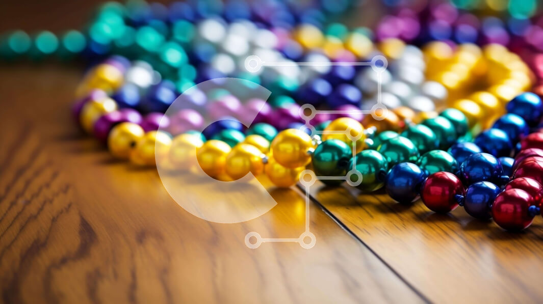 Intra Συλλεκτικό Ξύλινο Παζλ Plywood  4mm - Πολύχρωμες χάντρες σε ξύλινο πάτωμα Σε Ξύλινο Κουτί - Διαστάσεις Puzzle: 10x10 cm – 25 κομμάτια