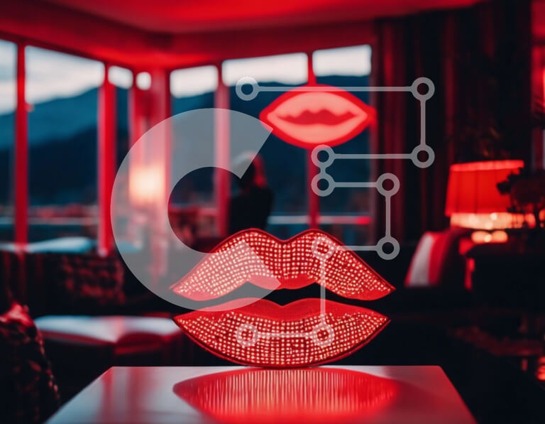 Intra Συλλεκτικό Ξύλινο Παζλ Plywood  4mm - Κόκκινο φωτιστικό σε σχήμα χείλους σε μοντέρνο εσωτερικό Σε Ξύλινο Κουτί - Διαστάσεις Puzzle: 10x10 cm – 25 κομμάτια