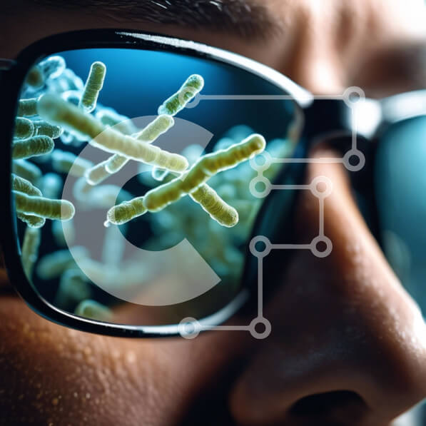 Intra Συλλεκτικό Ξύλινο Παζλ Plywood  4mm - Μικροσκοπική όψη που αντανακλάται σε γυαλιά ηλίου Σε Ξύλινο Κουτί - Διαστάσεις Puzzle: 10x10 cm – 25 κομμάτια