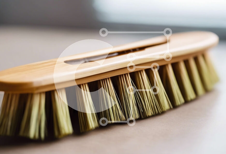 Intra Συλλεκτικό Ξύλινο Παζλ Plywood  4mm - Ξύλινη βούρτσα με κίτρινες τρίχες σε τραπέζι Σε Ξύλινο Κουτί - Διαστάσεις: 10x10 cm – 25 κομμάτια