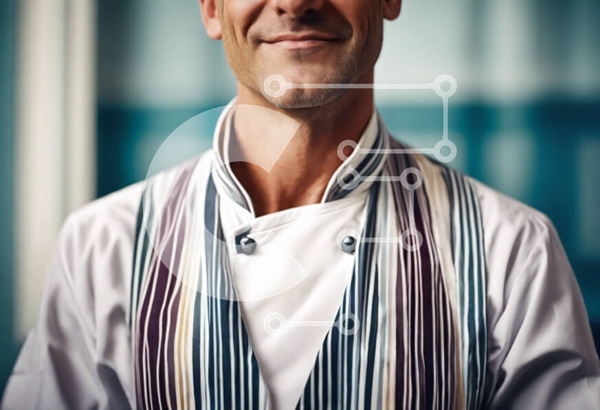 Intra Συλλεκτικό Ξύλινο Παζλ Plywood  4mm - Χαμογελαστός σεφ με κομψό γιλέκο και πουκάμισο Σε Ξύλινο Κουτί - Διαστάσεις Puzzle: 10x10 cm – 25 κομμάτια