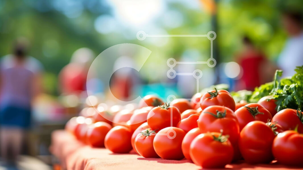 Σετ των 2 Intra Συλλεκτικό Ξύλινο Παζλ Plywood  4mm - Τραπέζι γεμάτο κόκκινες ντομάτες σε μια υπαίθρια αγορά Σε Ξύλινο Κουτί - Διαστάσεις: 10x10 cm – 25 κομμάτια