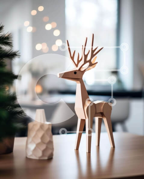 Intra Συλλεκτικό Ξύλινο Παζλ Plywood  4mm - Ξύλινο ειδώλιο ελαφιού στο τραπέζι στο σαλόνι Σε Ξύλινο Κουτί - Διαστάσεις Puzzle: 10x10 cm – 25 κομμάτια