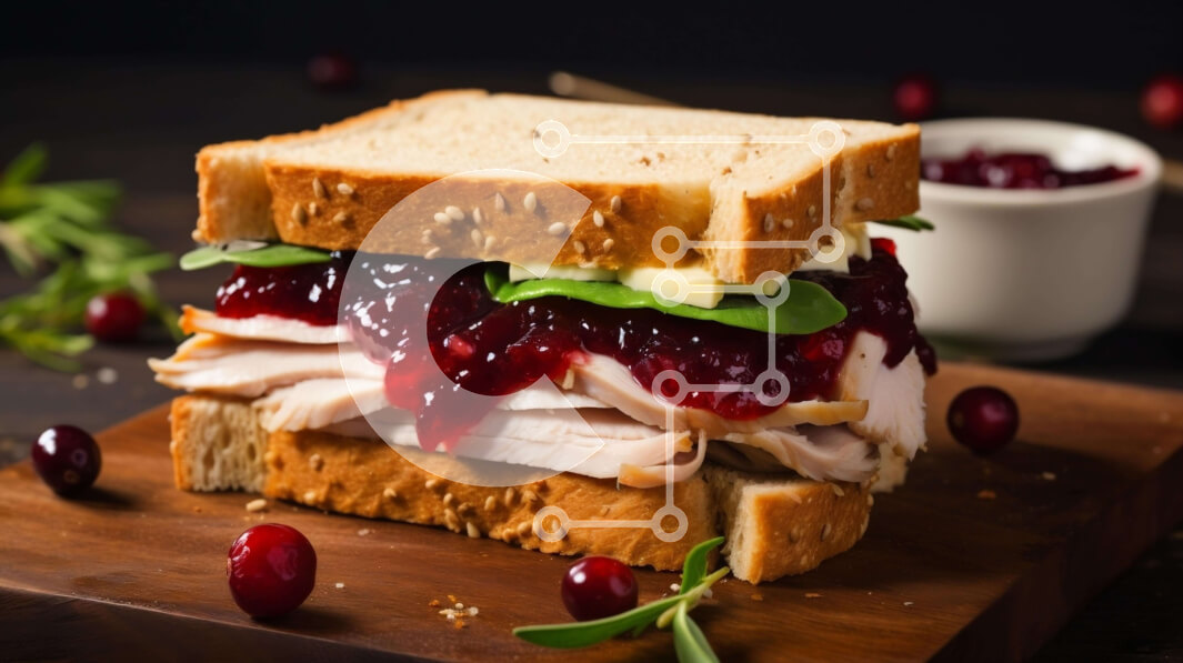 Σετ των 2 Intra Συλλεκτικό Ξύλινο Παζλ Plywood  4mm - Σάντουιτς γαλοπούλας με σάλτσα κράνμπερι Σε Ξύλινο Κουτί - Διαστάσεις: 10x10 cm – 25 κομμάτια