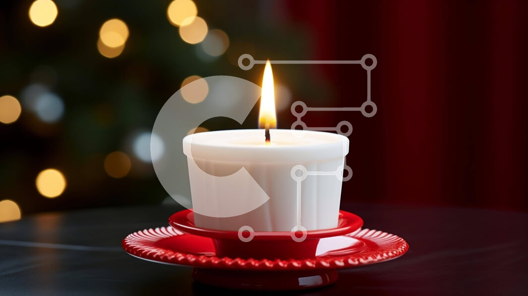 Intra Συλλεκτικό Ξύλινο Παζλ Plywood  4mm - Μονό αναμμένο κερί σε διακοσμητικό κόκκινο πιάτο Σε Ξύλινο Κουτί - Διαστάσεις Puzzle: 10x10 cm – 25 κομμάτια